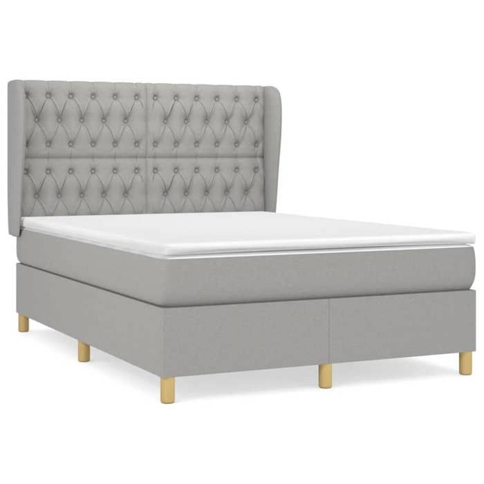 3128757 vidaXL Divan Bed with Mattress Light Grey 140x190cm Fabric