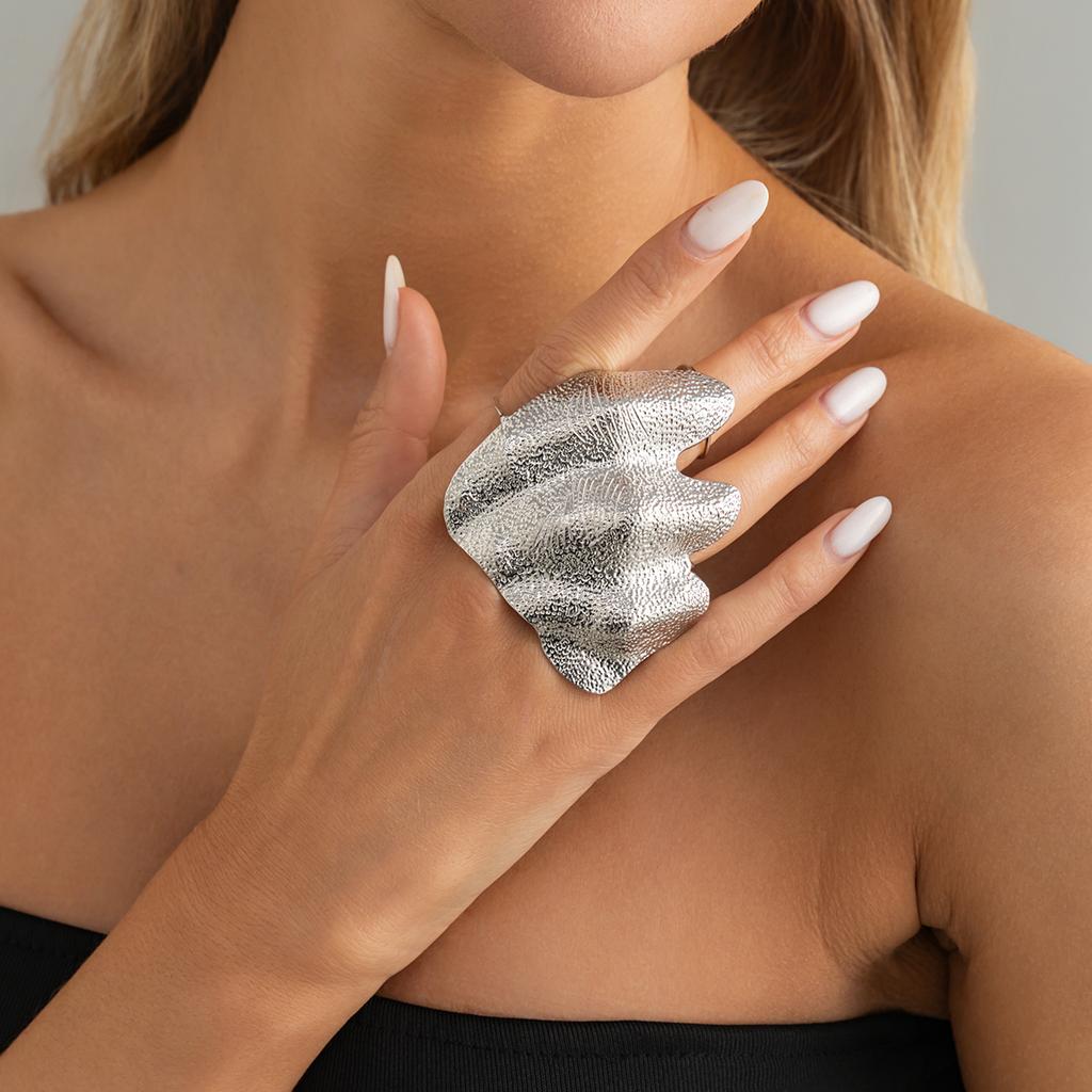 Ingemark 1Pc Minimalism Irregular Texture Knuckle Rings Women Trendy Punk Silver Color Metal Finger Accessories New Jewelry Gift