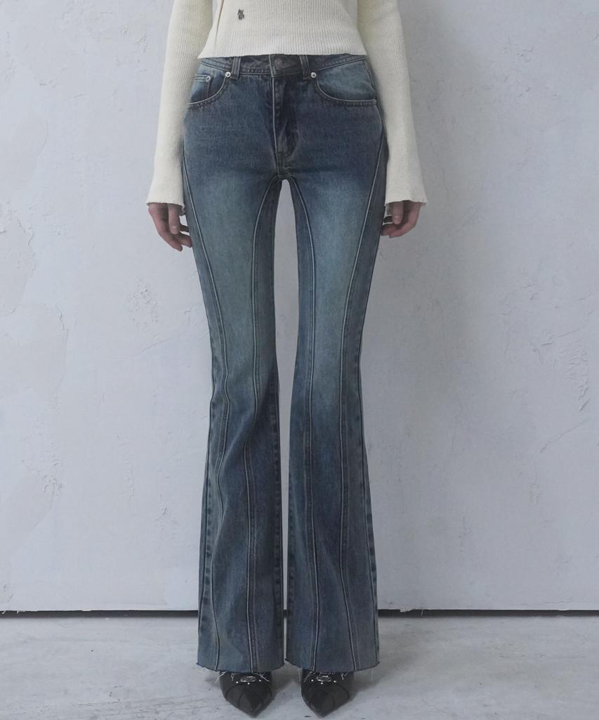 AVANDRESS Thin Bootscut Pants Vintage Blue (C Type)
