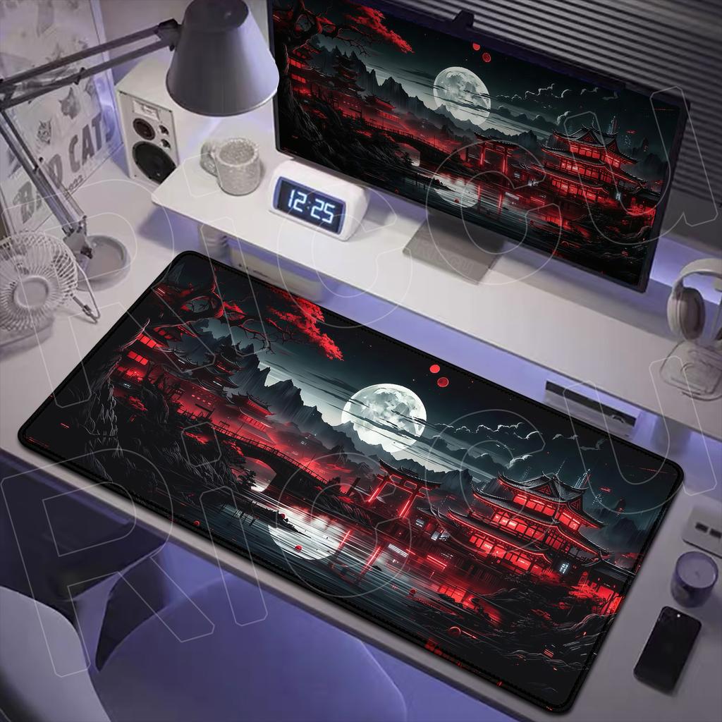 New Mount Fuji Night View Anime Mouse Pad Large Gaming Non-slip Rubber Keyboard Carpet Kawaii Sakura Moon Durable Office Deskmat