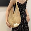 Women'S Braided Bag Korean Style Shoulder Tote Bag Lazy Style Knitted Hollow Flower Beach Bag