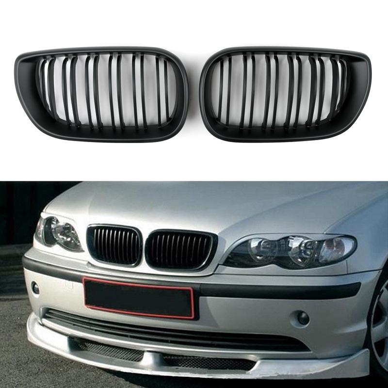 Artudatech Front Kidney Hood Grille Grill For BMW E46 3 Series 4 Door 2002-2005 Matte Black Car Accessories