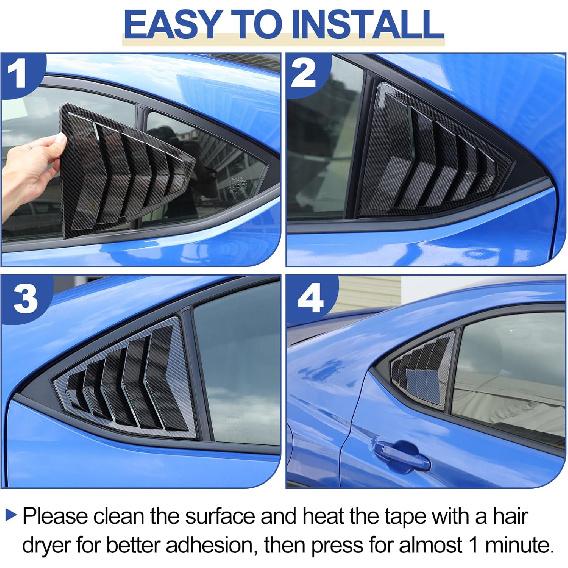 Daeiclru Rear Side Window Louvers Compatible with Subaru WRX 2022 2023 2024, Rear Side Window Louver Decorate Cover, Air Vent Scoop Shades Cover