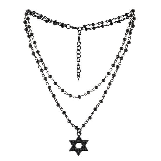 Готическое ожерелье женское ожерелье на Хэллоуин кулон в виде черной луны с многослойными металлическими цепочками бусинами ожерелье-чокер с летучей мышью для костюма для косплея