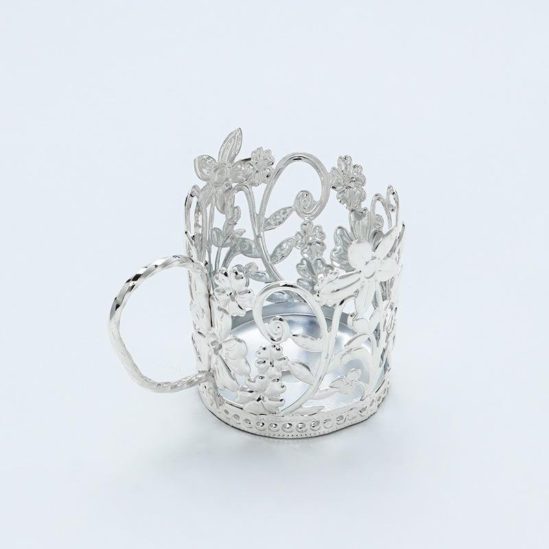 Кованое железо Одноразовый держатель для чашки и Изолированная подставка для чая с серебряным кружевом