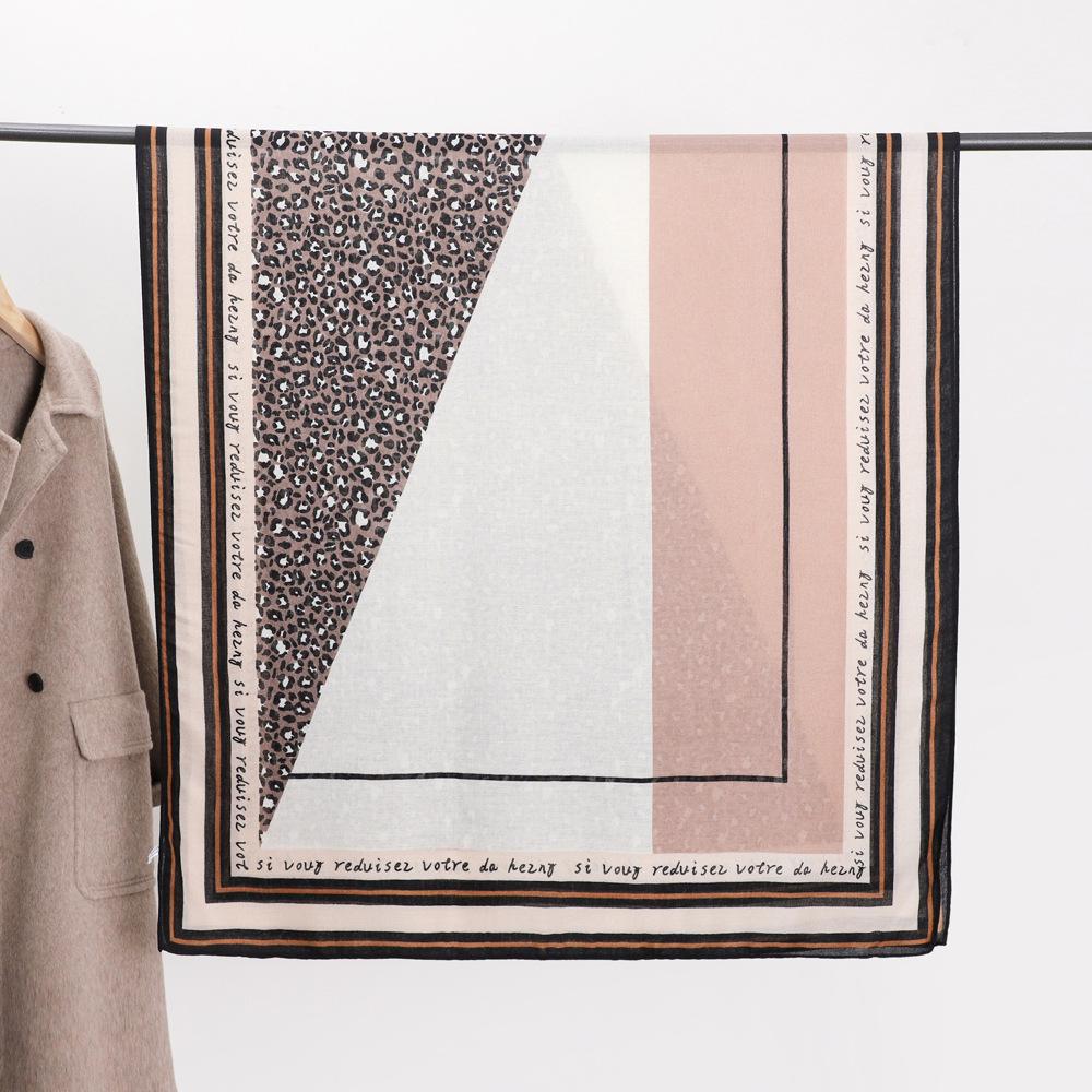 Autumn New Leopard Hit Colour Imitation Cotton Linen Silk Scarf Summer Travel Beach Sun Shawl Female Wild Warm Scarf