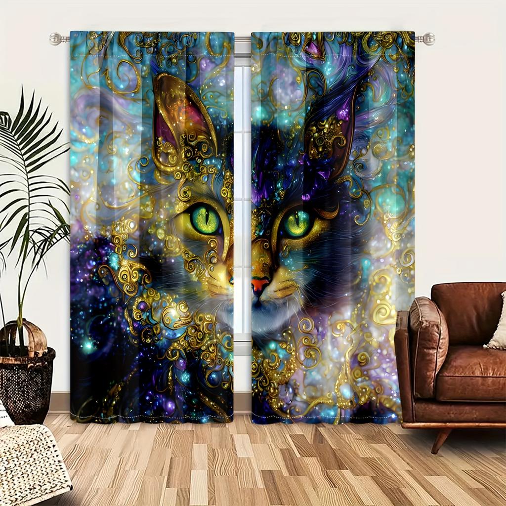 2 панели черный белый кот питомец моющийся штанга карман занавеска для спальни офис кухня гостиная жалюзи кабинет домашний декор