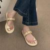French High-end Word with Flat Bottom Cover Toe Cool Slippers Women Wear Seaside Vacation Beautiful Going Out Beach Slippers