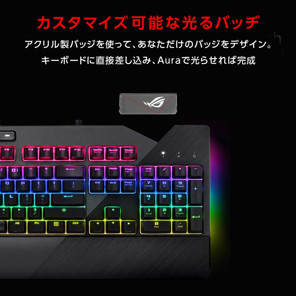 Игровая клавиатура ASUS AURA SYNC, совместимый с USB-портом, механическая игровая клавиатура со съемной подставкой для запястий XA01 ROG STRIX Red Axis, модель FLARE/RD/US_1