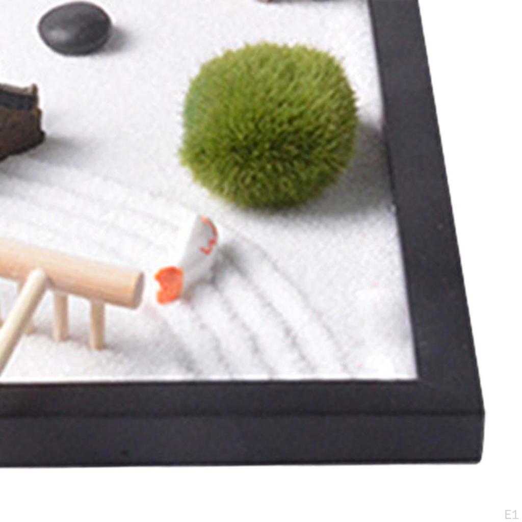 Zen Garden Tabletop Rock Sandbox Tools Kits Office ,Premium, Decor Gift Japanese
