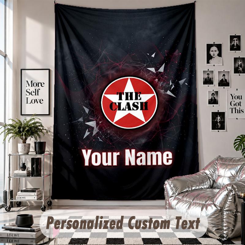 Wall Hanging Tapestry With Custom Name & Text, The Clash Decorative Tapestry For Bedroom