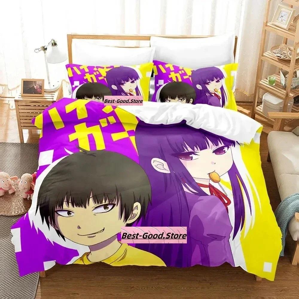 Новый Набор Постельного Белья Hi Score Girl Односпальный Двуспальный Full Quen King-Size Размеры Размеры Набор Постельного Белья Взрослые Дети Спальня Комплекты Пододеяльников Аниме комплект