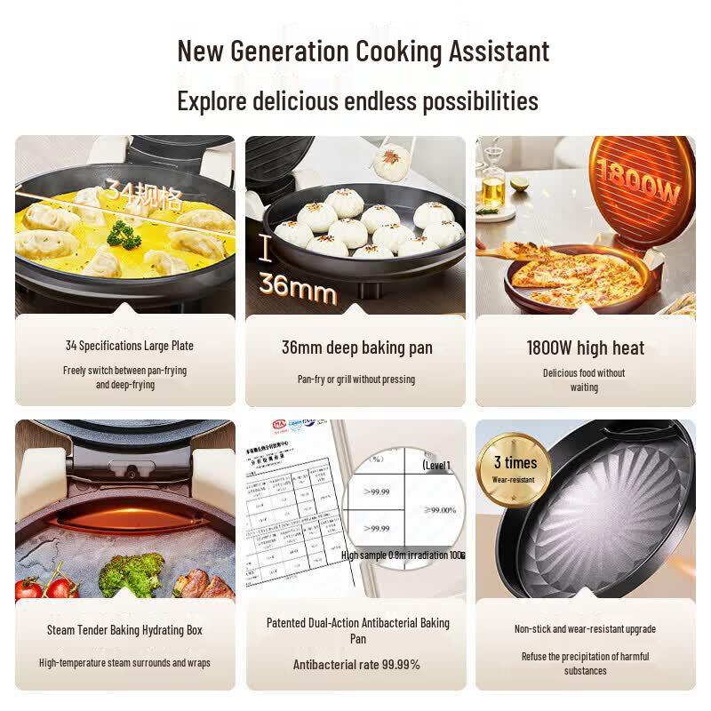 Midea 34cm Double-Sided Electric Griddle and Pancake Maker
