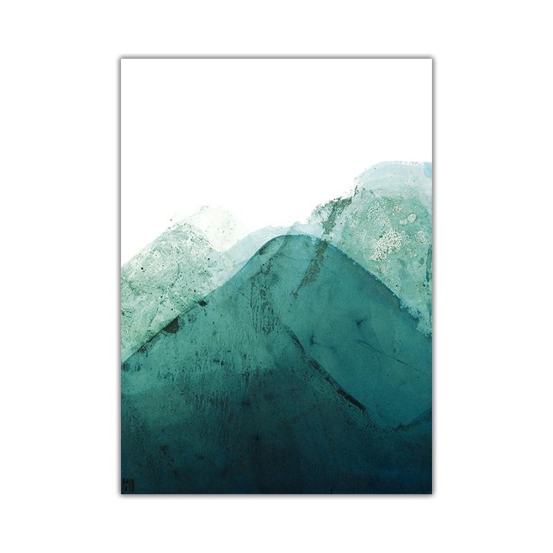 Новый китайский стиль абстрактный пейзаж живопись зеленые горы плакат настенная живопись холст картины украшения гостиной