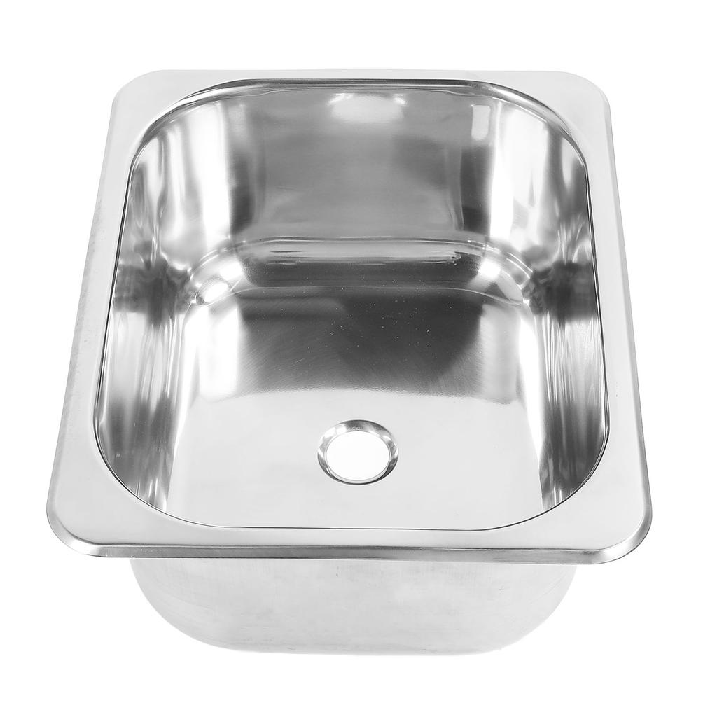 RV Sink 304 Stainless Steel Polished Drop In Single Bowl Basin Sink with 40mm Drain Outlet for Camping Vehicle Boat