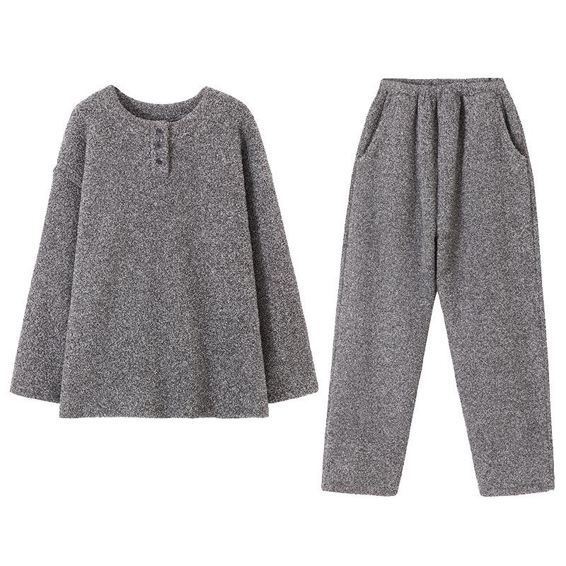 Пижама женская осенне-зимняя полуфлисовая флисовая утолщенная теплая коралловый флис домашний костюм зимний