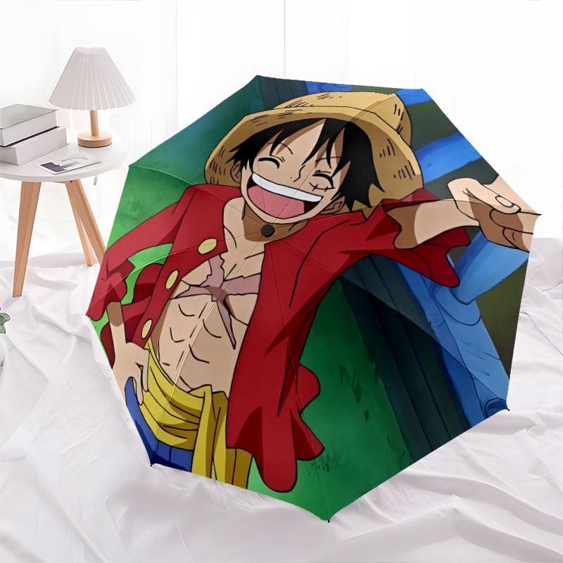 1 шт. Автоматический складной зонт - Узор Luffy D Портативный складной дизайн с 8 спицами Рождественские подарки на день рождения