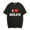 Модные Унисекс Футболки с Принтом I Love MILFS I Heart Hot Moms Мужские Женские Оверсайз Повседневная Футболка Харадзюку Футболка Стритвир