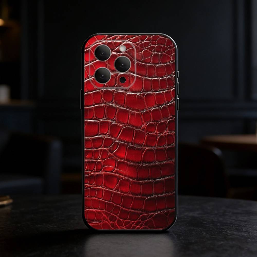 Чехол для телефона из кожи крокодила для iPhone 17,16,15,14,13,12,11 Plus,Pro,Max,Mini Силиконовый черный Мягкий чехол