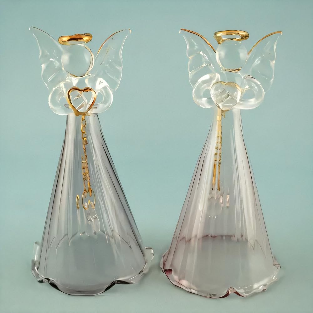 Fourcart Cute Handmade Glass Craft "Angel Bell" Pink X 6 Pieces