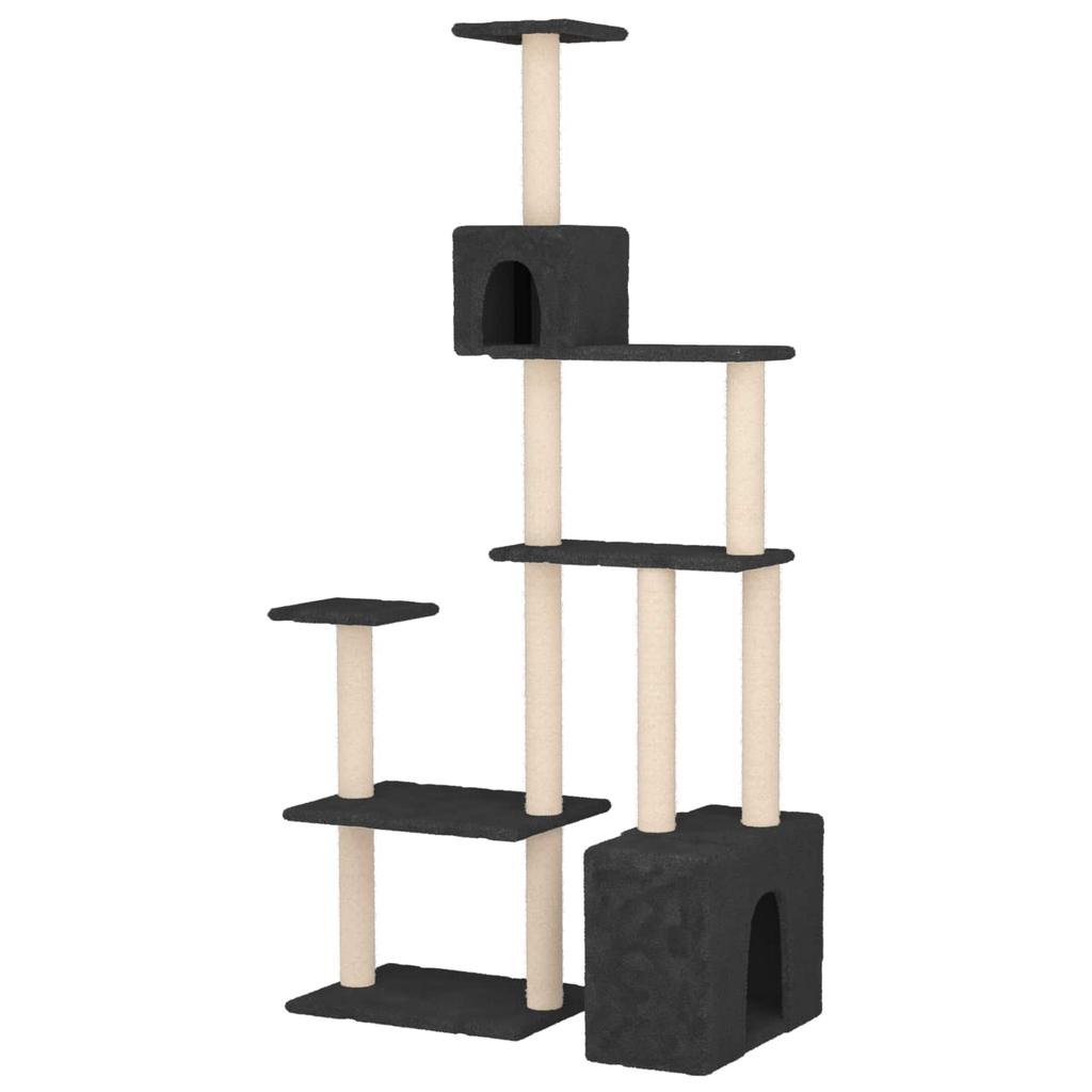 Cat Tree with Sisal Scratching Posts Dark Grey 177.5 cm
