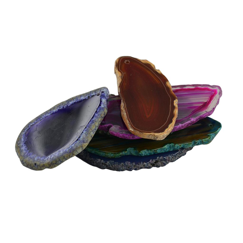 6 Piece Irregular Shape Agate Quartz Slice Pendant Charms For Jewelry Making