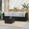 VidaXL Garden Lounge Set 4 Pcs with Cushions Black Wicker, Outdoor Lounge Set, Furniture Set 319735
