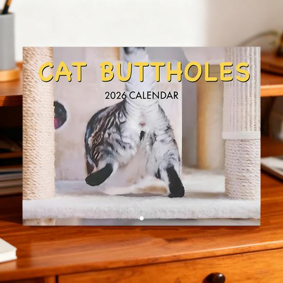 2026 Cat Buttholes Calendar 2026 Funny Cat 12 Monthly Wall Calendar Jan To Dec High-Definition Cat Photography
