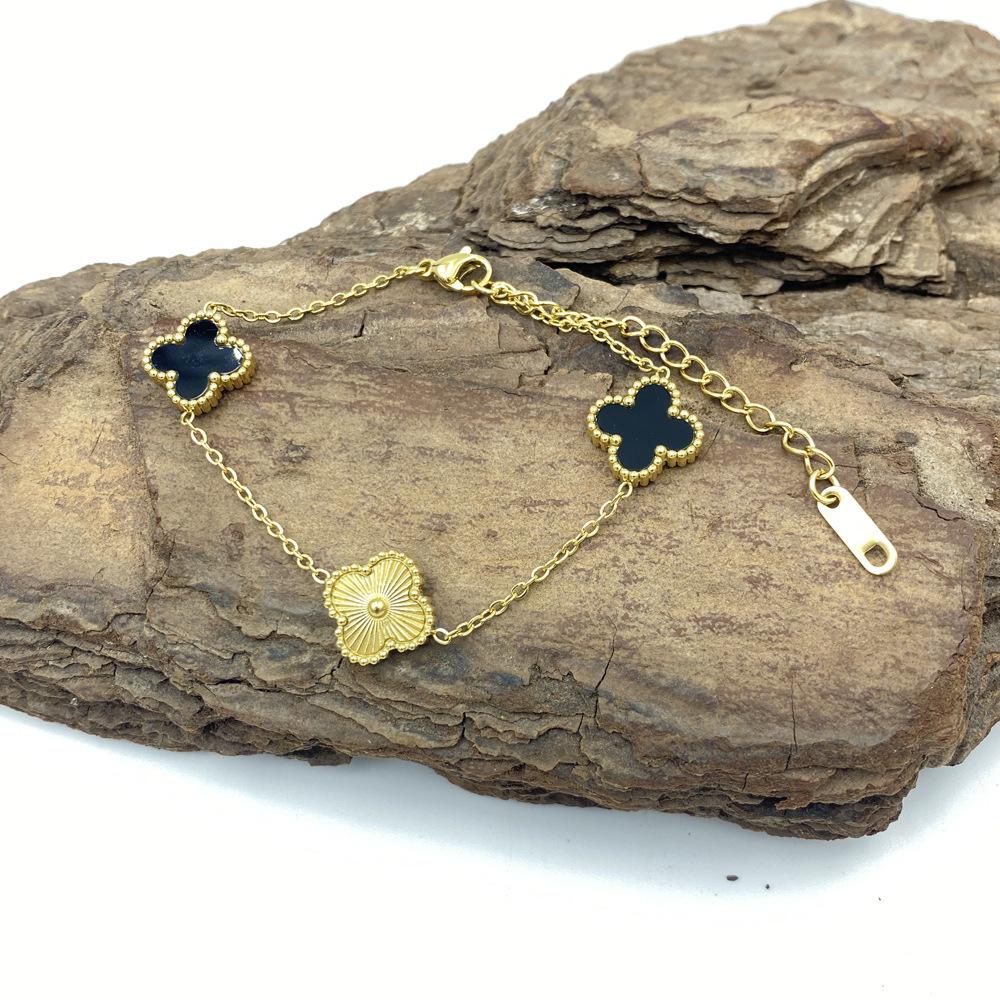 Браслет из высококачественной нержавеющей титановой стали 13 мм в виде четырехлистного клевера для женщин, модный браслет высокого класса