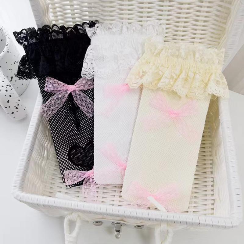 Детские носки принцессы Лолиты, милые носки-леденцы в форме сердца для девочек, эластичные сетчатые носки, японские кружевные чулки с рыболовной сеткой