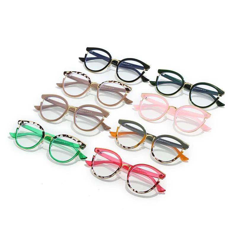 SHAUNA, круглые женские весенние очки в стиле ретро, ​​модная прозрачная оправа для очков с анти-синим светом, мужские оптические леопардовые очки «кошачий глаз»