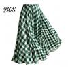 Comfortable Maxi Skirt Women Skirt, Elastic Waist Plaid Print Long Flowy Vacation Hem Lightweight Summer for Beach Travel Party