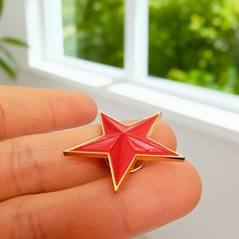 Брошь-булавка Красная Звезда Литье Анодированный Цвет Застежка-бабочка Для Униформы Рюкзака