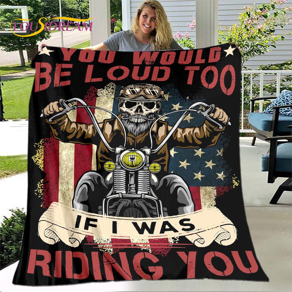3D Retro Vintage Motorcycle Soft Plush Blanket,Flannel Blanket Throw Blanket for Living Room Bedroom Bed Sofa Picnic Cover Gift