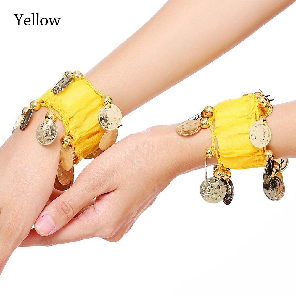 Танцевальные аксессуары Золотая монета Шифоновый браслет-погремушка Танец живота Наручные браслеты Манжета на руку Браслет