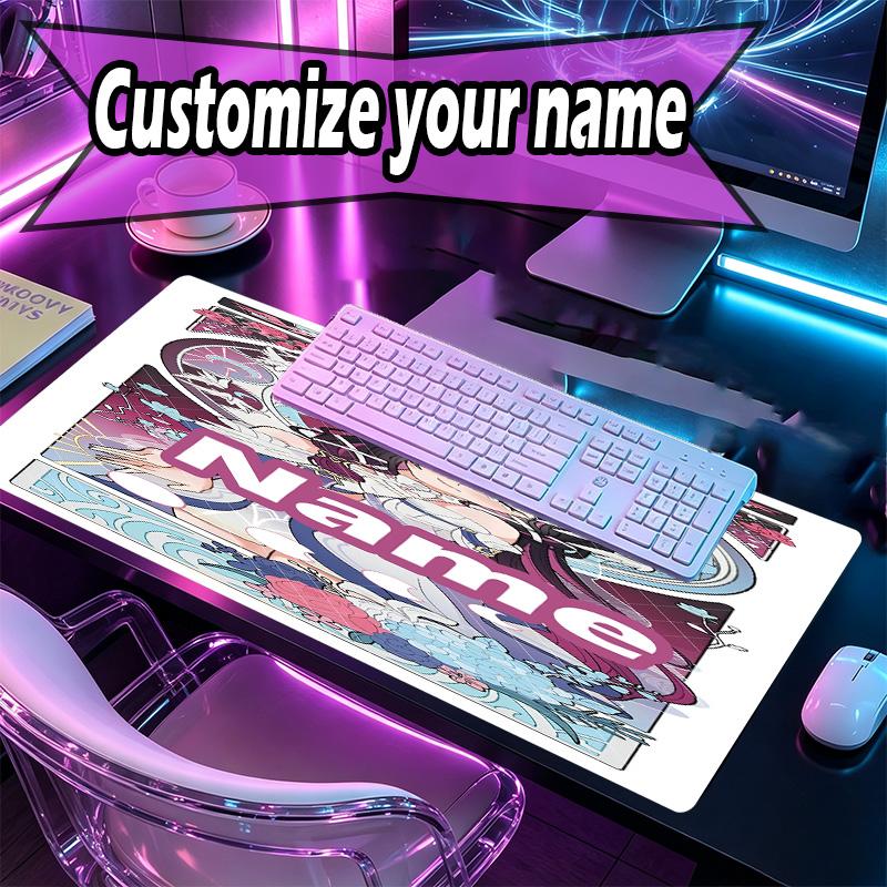 Custom Name Personalized Genshin Impact Pattern Mousepad, Laptop PC Desk Mat, Decorative Desk Mat for Home Keyboard Pad Gift