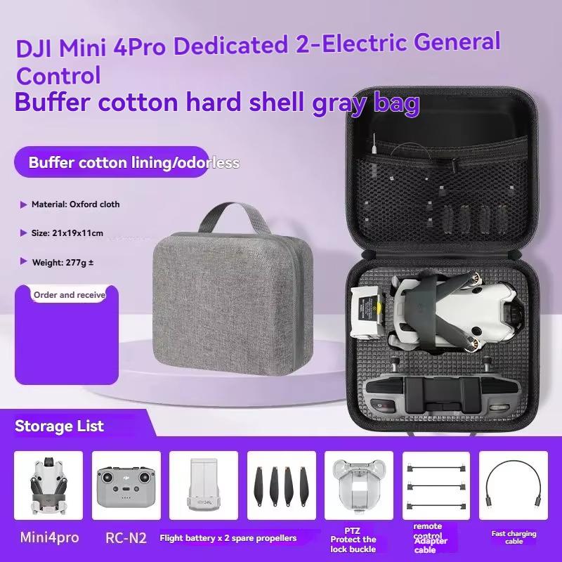 For DJI Mini 4 Pro RC-N2/RC2 Case, Portable Travel Bag Carrying Case for DJI Mini 4 Pro/MIni 3 Pro Drone Accessories Bag (Gray)