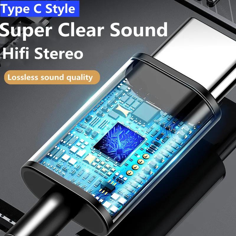 Проводные наушники-вкладыши HIFI 6D Surround Bass 3,5 мм Type C, спортивные водонепроницаемые игровые наушники с микрофоном