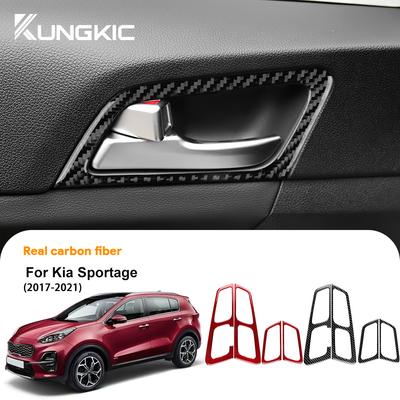 Для Kia Sportage 2017 2018 2019 2020 2021 Настоящая Мягкая Наклейка из Углеродного Волокна Левый/Правый Руль Панель Рамки Ручек Передних и Задних Дверей Автомобиля