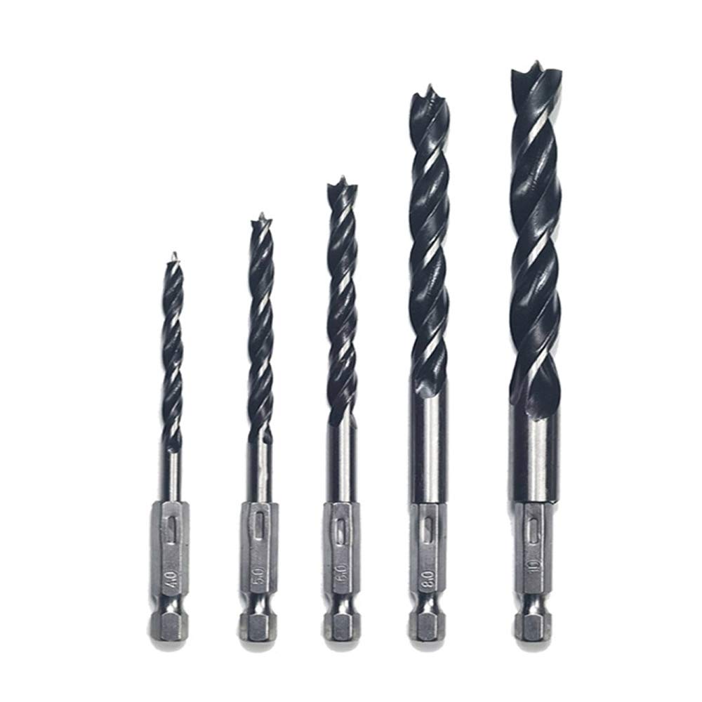 Набор из 5 сверл по дереву SHULLIN, изготовленный из высокоуглеродистого шестигранного вала с треугольным наконечником, подходит для работы по дереву, подходит для перезаряжаемых аккумуляторов