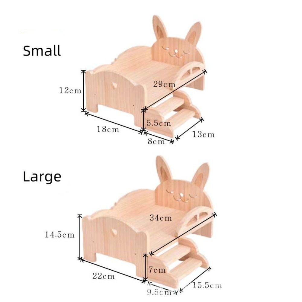 С лестницей Кукольная миниатюрная кровать Свинья Кролик Кукольный домик Игрушечная кровать Изысканная деревянная мини-кровать BJD куклы