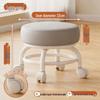 Swivel Caster Low Stool with Wheels - Adjustable Mobile Round Seat for Living Room, Children's Play Area, or Household Use.