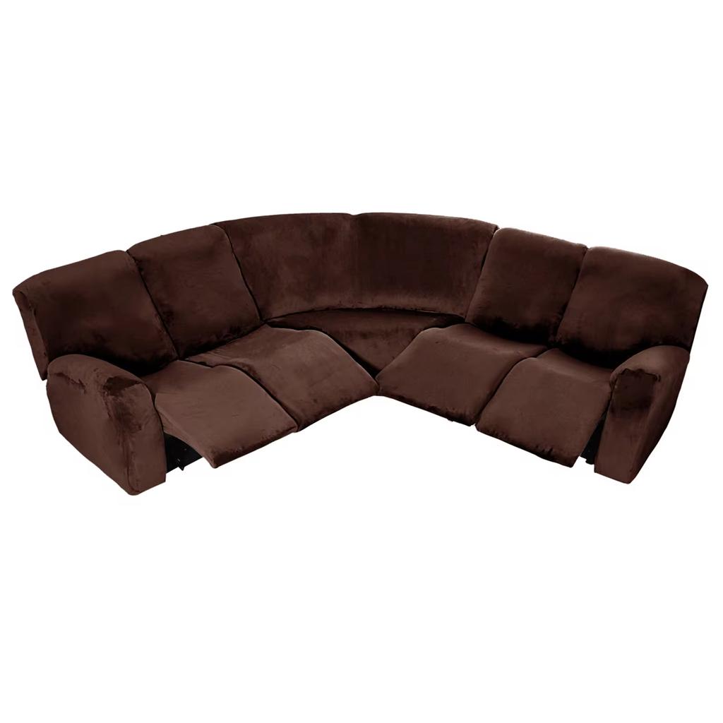 7-Piece L Shape Velvet Stretch Recliner Corner Sofa Covers for Sectional Sofa Set Reclining L Shape Sofa Slipcovers