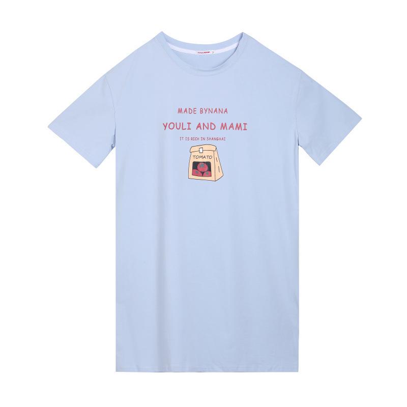 Maternity and Nursing Summer T-Shirts: Fashionable, Loose-Fit, Short-Sleeve Mid-Length Dresses with Printed Designs