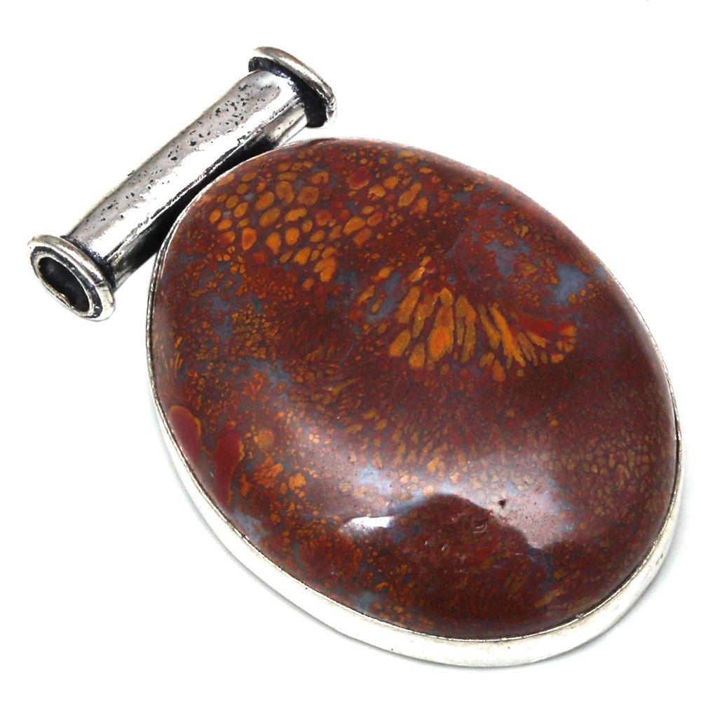 Pendant Bird Eye Jasper Gemstone Handmade Silver Jewelry 1.75"