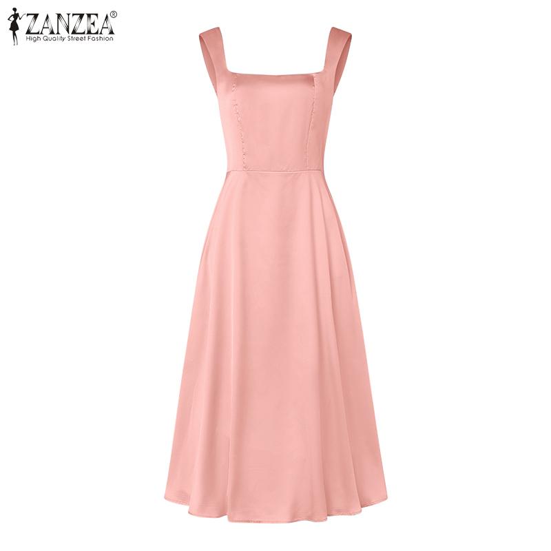 ZANZEA Women Summer Casual Sleeveless French Style Party Dress