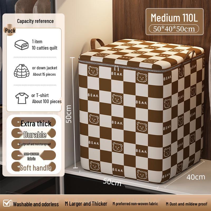 Сумка для хранения одеял в клетку «гусиная лапка» большой вместимости, влаго- и плеснестойкая, нетканая сумка для переезда