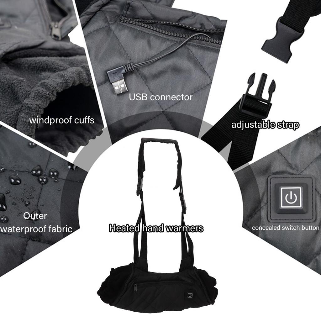 Электрическая муфта для согревания рук черная двусторонняя быстрый нагрев плечевой ремень USB-интерфейс 3 режима тепла грелка для рук для улицы