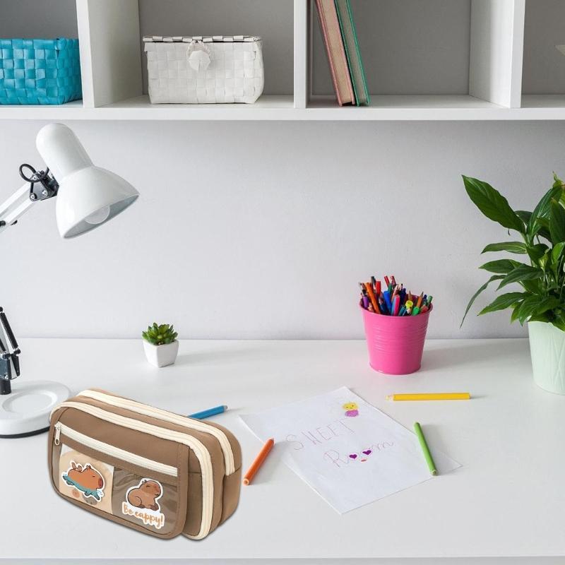 High Capacity Pencil Case 9 Compartments Canvas Pencil Bag Large Pen Organiser Travel Cosmetic Bag for Student Women