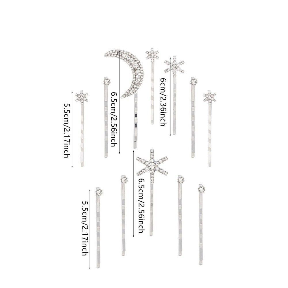Shining Sparkling Star Moon Hair Clips Set Crystal Rhinestone Hairpin  Wedding Hair Accessories